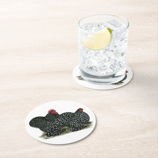 コチン斑の鶏 ラウンドペーパーコースター (インサイチュ)