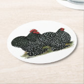 コチン斑の鶏 ラウンドペーパーコースター (アングル)