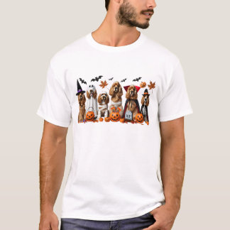 コッおもしろいカースパニエル犬ハロウィンドッグ恋人 Tシャツ
