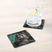 コッエレガントカースパニエル犬クラシックポートレートデザイン スクエアペーパーコースター (インサイチュ)