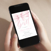 コッエレガントケピンク弓女の赤ちゃんシャワー 招待状