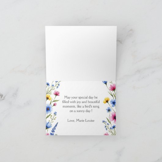 コッカティエパーソナライズされたルバーネーム&文字誕生日 カード (内部)