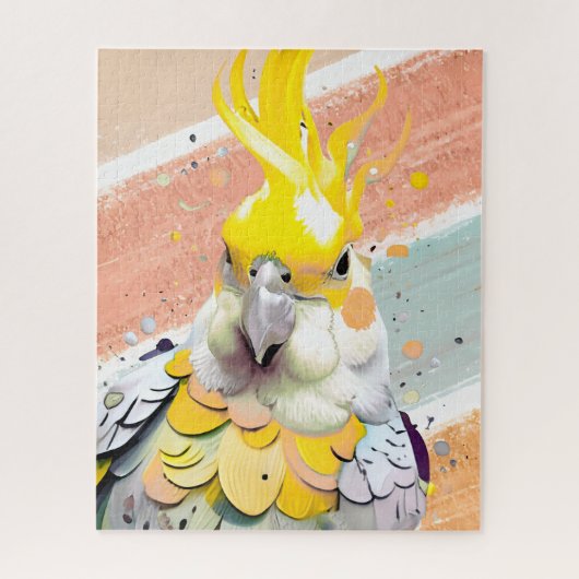 コッカティエルキュートペットバード動物愛好家イエローグレイ ジグソーパズル (縦)