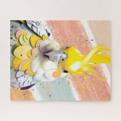 コッカティエルキュートペットバード動物愛好家イエローグレイ ジグソーパズル (横)