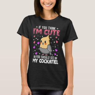 コッカティエルハートバレンタインデー動物のための女性 Tシャツ