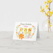 コッカティエルラバー名前をカスタムするハッピーバースデー カード (黄色い花)