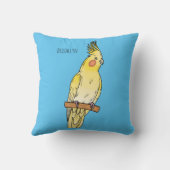 コッカティエル鳥の漫画イラストレーション クッション (裏面)