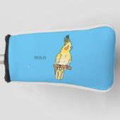 コッカティエル鳥の漫画イラストレーション ゴルフヘッドカバー (正面)