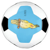 コッカティエル鳥の漫画イラストレーション サッカーボール (回転)