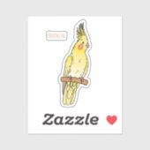 コッカティエル鳥の漫画イラストレーション シール (シート)