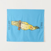 コッカティエル鳥の漫画イラストレーション タペストリー (正面(横))