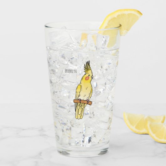 コッカティエル鳥の漫画イラストレーション タンブラーグラス (アイス裏面)
