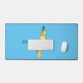 コッカティエル鳥の漫画イラストレーション デスクマット (キーボード&マウス)