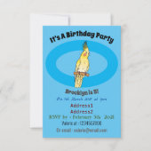 コッカティエル鳥の漫画イラストレーション 招待状 (正面)