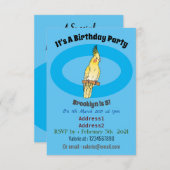 コッカティエル鳥の漫画イラストレーション 招待状 (正面/裏面)