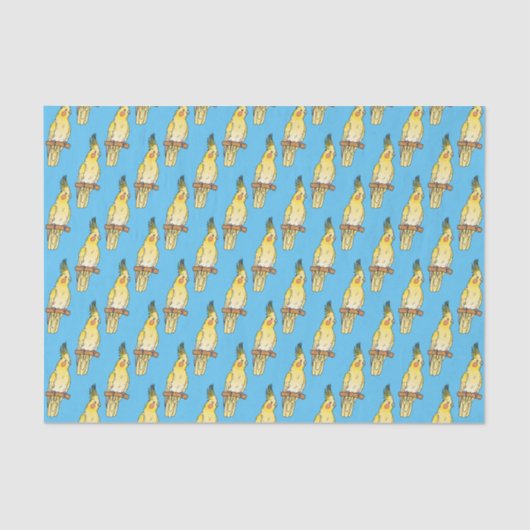 コッカティエル鳥の漫画イラストレーション 薄葉紙 (正面)