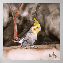コッカティエ絵画ル鳥のプリント