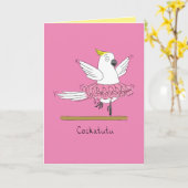 コッカトゥー – コッカトーバードバレリーナグリーティングカード カード (黄色い花)