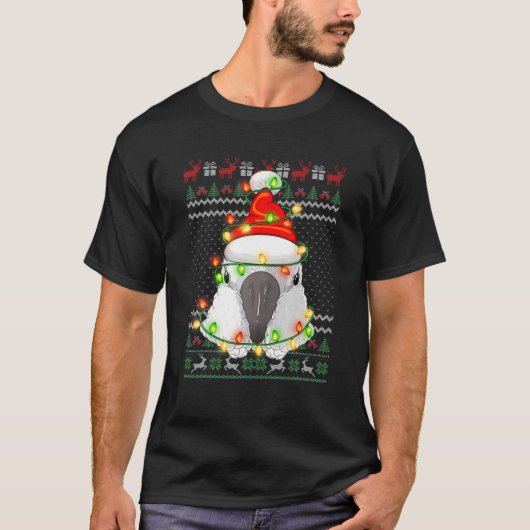 コッカトーサンタパロットブリークリスマスセーターバード Tシャツ (正面)