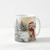コッカプーの犬と雪のクリスマス コーヒーマグカップ (正面右)