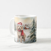 コッカプーの犬と雪のクリスマス コーヒーマグカップ (正面左)