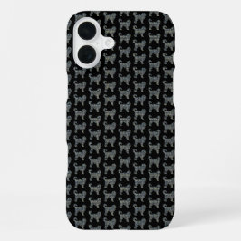 コッカプーシルエット イエロー&ブラックグリッド iPhone 16 PLUSケース