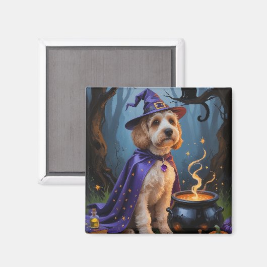 コッカプー犬のウィズミカルハロウィンペイント画 マグネット (正面/裏面)