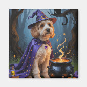 コッカプー犬のウィズミカルハロウィンペイント画 マグネット (正面)