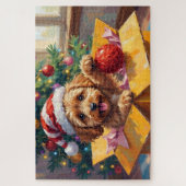 コッカプー犬のクリスマスギフトボックスサプライズ ジグソーパズル (縦)