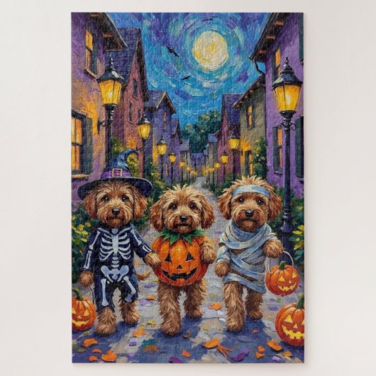 コッカプー犬のハロウィンコスチュームお菓子もらい ジグソーパズル (縦)