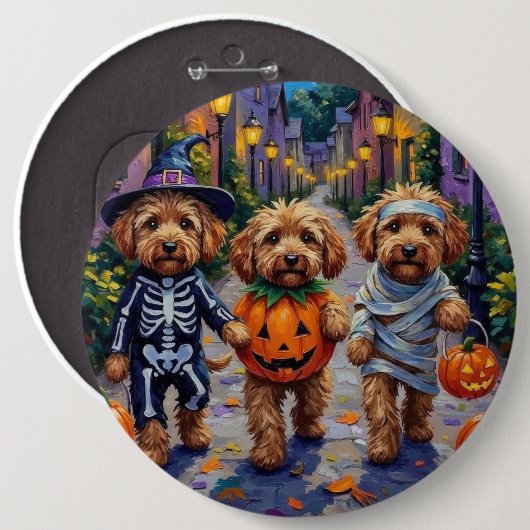コッカプー犬のハロウィンコスチュームお菓子もらい 缶バッジ (正面&裏面)
