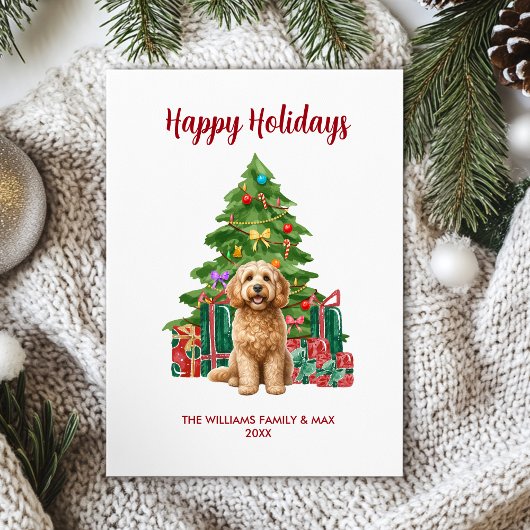 コッカプー犬の家族クリスマス シーズンカード