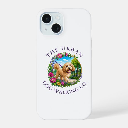 コッカプー犬の散歩アクセサリーiPhoneケース iPhone 15ケース (裏面)