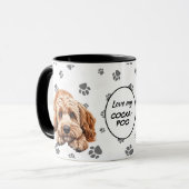 コッカプー犬の足跡パターンがかわいい マグカップ (正面左)