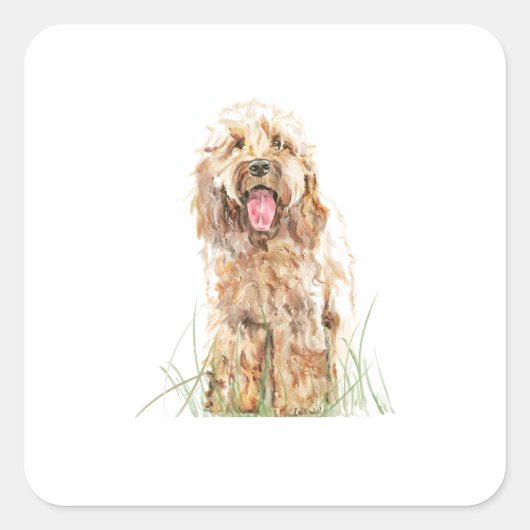 コッカプー犬ステッカー スクエアシール (正面)