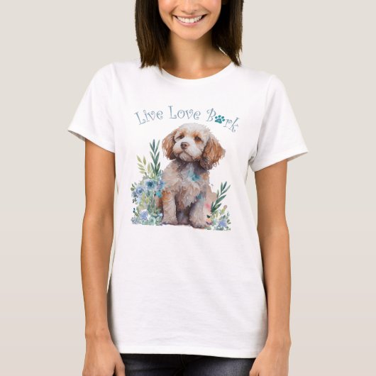 コッカプー犬ママ フローラル Tシャツ (正面)