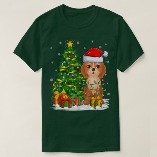 コッカプー犬好きのクリスマスツリーサンタコッカプー クリスト Tシャツ (デザイン正面)