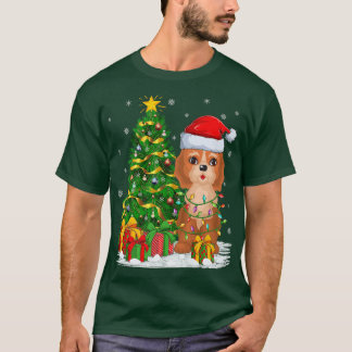 コッカプー犬好きのクリスマスツリーサンタコッカプー クリスト Tシャツ
