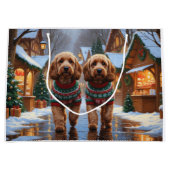 コッカプー犬 クリスマス スノー ホリデー ラージペーパーバッグ (正面)
