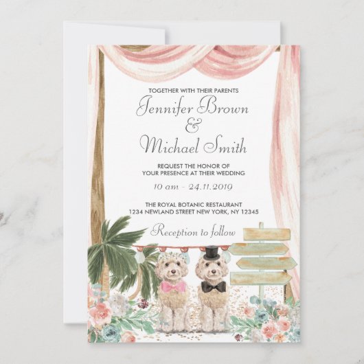 コッカプー犬 ラスティック 招待状 (正面)