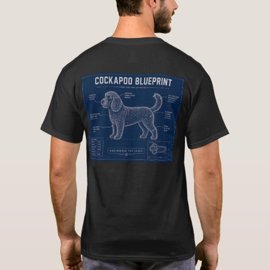 コッカプー設計図Tシャツ - 面白い犬のオーナーギフト Tシャツ (裏面)