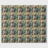 コッカプー 犬 春の花 絵画 ラッピングペーパー (フラット)