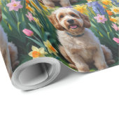 コッカプー 犬 春の花 絵画 ラッピングペーパー (ロールコーナー)
