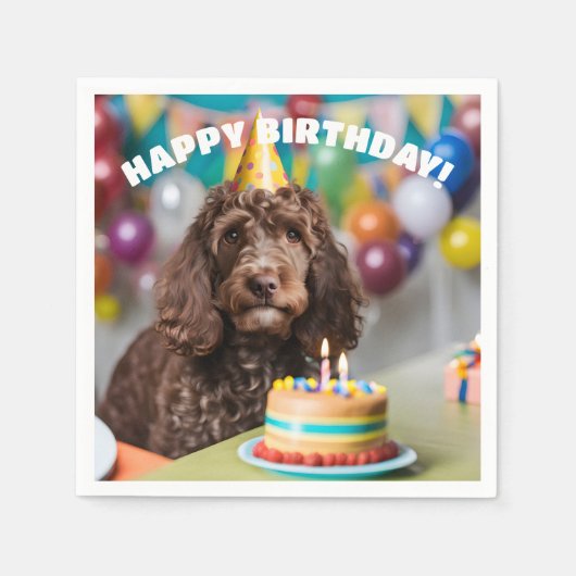 コッカプー 誕生日パーティー スタンダードカクテルナプキン (正面)