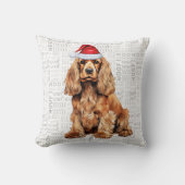 コッカーおもしろいスパニエル犬ドッグウォーター色クリスマス クッション (正面)