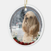 コッカーのクリスマスのオーナメント セラミックオーナメント (左)