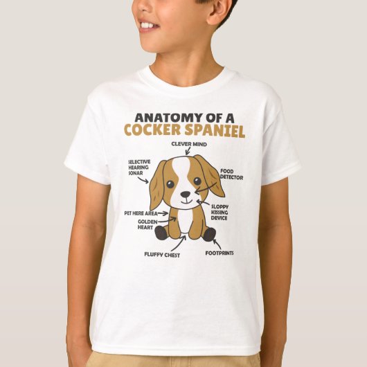 コッカーの解剖学かわいい犬の子犬のスパニエル犬 Tシャツ (正面)