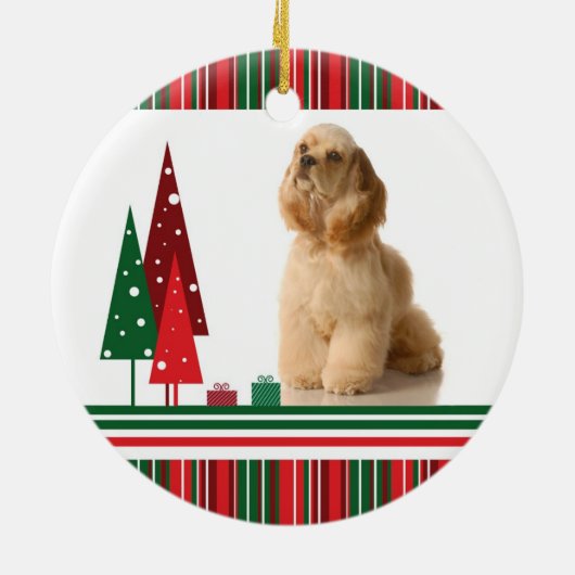 コッカーのSpanialのクリスマスのオーナメント セラミックオーナメント (裏面)