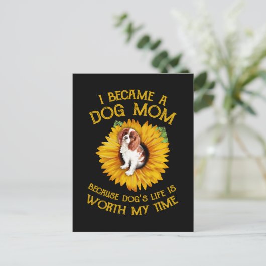 コッカーひまわり犬の生活は私の時間犬の価値がある ポストカード (スタンド正面)