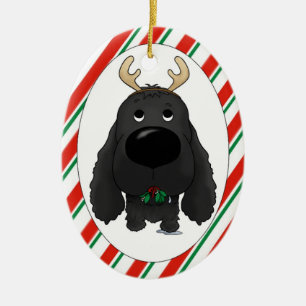 コッカースパニエルのクリスマスのオーナメント セラミックオーナメント